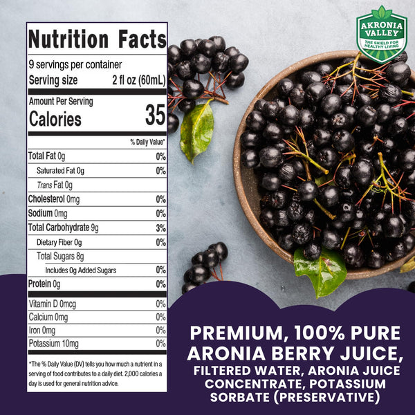 Akronia Valley 100% Aronia Berry Juice | Gluten Free Superfood Juice Drink
